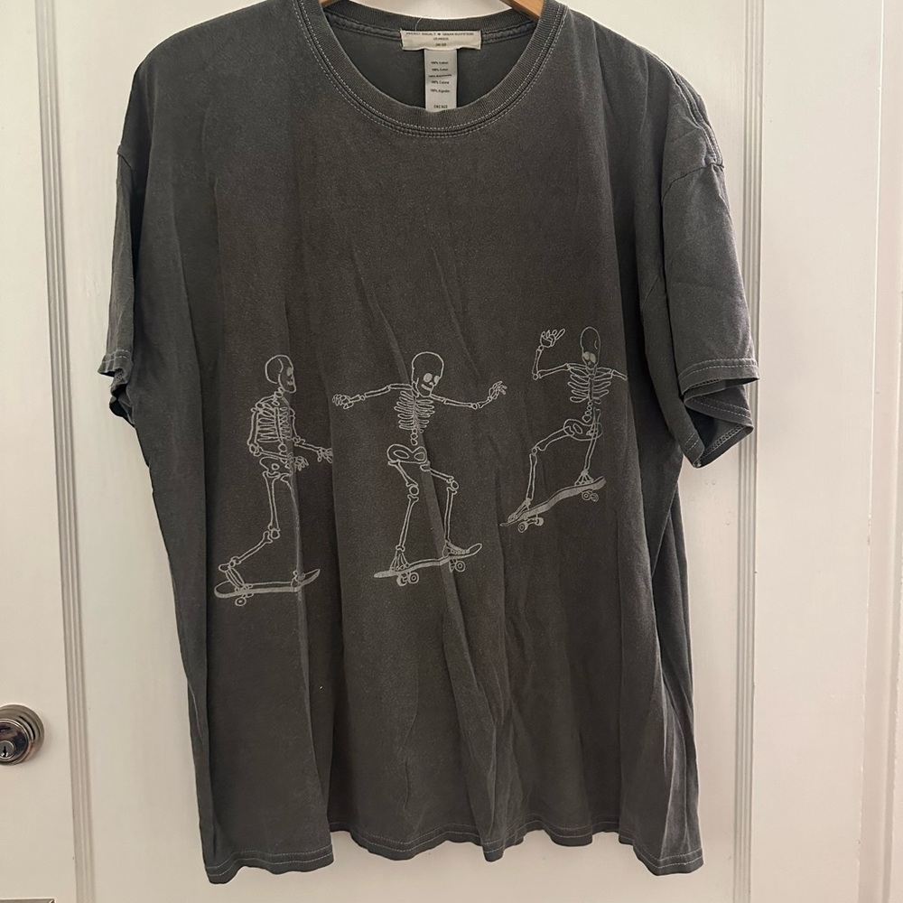 Urban Outfitters Charcoal Skeleton Skateboard Graphic Tee